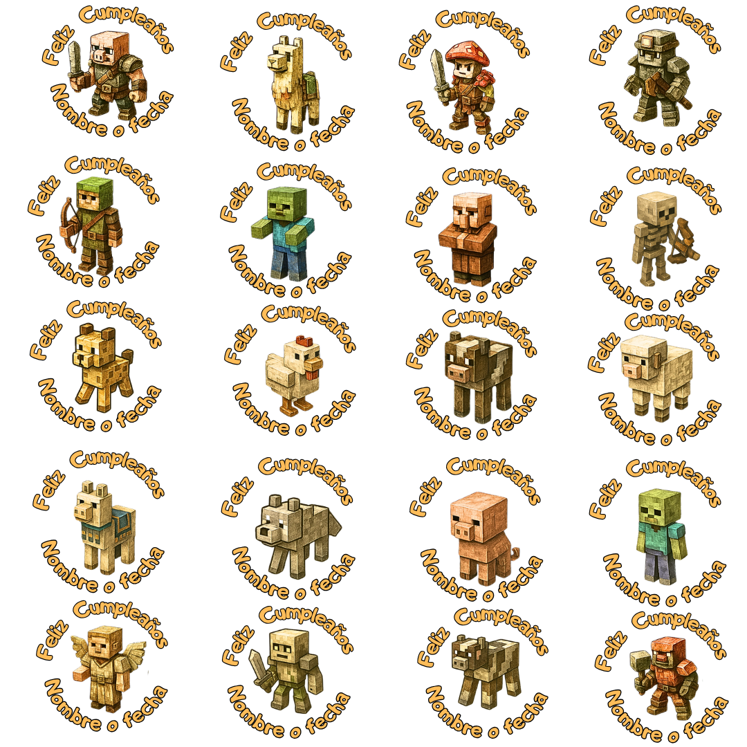 Set de galletas estilo Minecraft para cumpleaƱos - Imagen 2